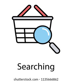 
A magnifying glass tracing a shopping basket to show an icon for searching 
