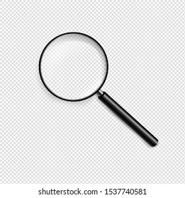 Magnifying Glass In Transparent Background With Gradient Mesh, Vector Illustration