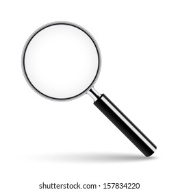 Magnifying glass with transparent glass on isolated white background