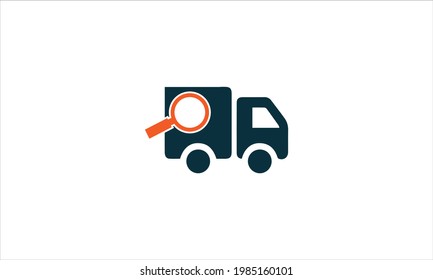 magnifying glass with a truck icon or  Search truck logistics logo design vector template illustration