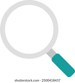 Magnifying glass with turquoise handle in flat design style.