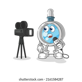 the magnifying glass tv reporter cartoon. cartoon mascot vector