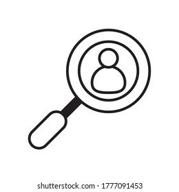 magnifying glass with user character vector illustration design
