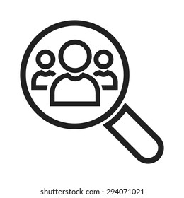 Magnifying glass, users, people, analytics icon vector image. Can also be used for SEO, digital marketing, technology. Suitable for web apps, mobile apps and print media.