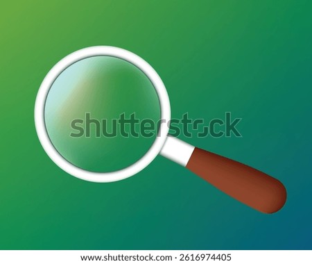 Magnifying glass. Vector clipart isolated on green background.