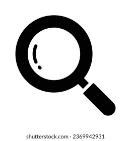 Diseño de vectores de vidrio de aumento, un icono de herramienta de investigación en estilo moderno