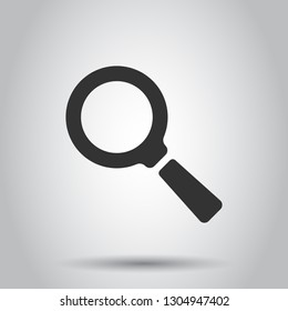 Magnifying glass vector icon in flat style. Search magnifier illustration on white background. Find search business concept.