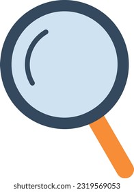 Estilo plano del icono del vector de vidrio de aumento