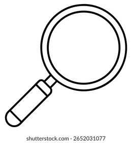 Ícone do vetor de lupa isolado no plano de fundo branco - Símbolo de pesquisa, exploração, ferramenta de zoom, arte de linha mínima, traçado editável, clip-part transparente, elemento da Web e da interface do usuário
