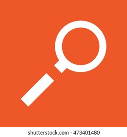 Magnifying glass vector icon. Orange background