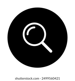 Magnifying glass vector icon, outline design with black color circle background.