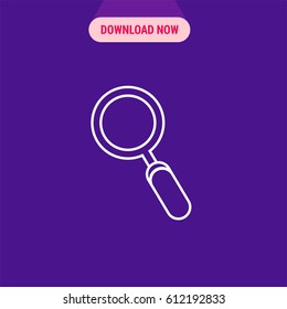 Magnifying Glass Vector Icon, The outlined symbol of loupe on purple background. Simple, modern flat vector illustration for mobile app, website or desktop app  