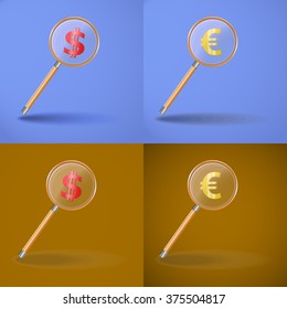 Magnifying glass. Vector illustration in flat design for business concept. 