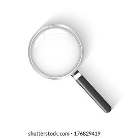 Magnifying glass vector illustration isolated on a white background.