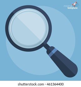 Magnifying glass vector illustration. Search icon. Flat design vector template for analysis and research.