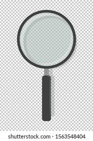 Magnifying glass vector isolated on transparent background. Realistic magnifying glass vector. 