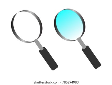 Magnifying glass vector on white background. search data concept
