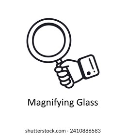 Magnifying Glass vector outline doodle Design illustration. Symbol on White background EPS 10 File