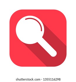 Magnifying glass vector red icon in modern flat style isolated. Magnifying glass can support is good for your web design.