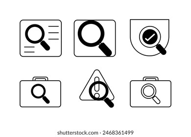 Magnifying Glass Vector Set Icon Templates for Search and Analysis