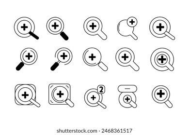 Magnifying Glass Vector Set Icon Templates for Search and Analysis