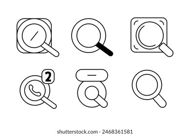 Magnifying Glass Vector Set Icon Templates for Search and Analysis