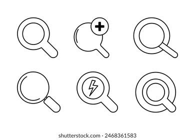 Magnifying Glass Vector Set Icon Templates for Search and Analysis