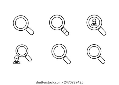 Plantillas de iconos de conjunto de Vector de lupa para Búsqueda y análisis