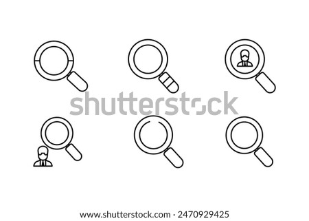 Magnifying Glass Vector Set Icon Templates for Search and Analysis