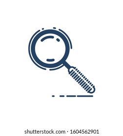 Magnifying glass vector simple linear icon, research search and analyze line art symbol, detective or browse sign.