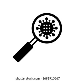 Magnifying glass with virus icon vector sign and symbols