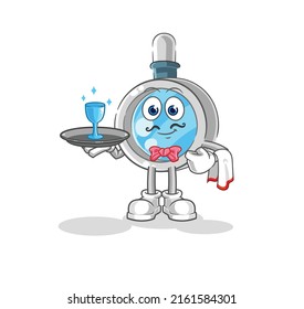 the magnifying glass waiter cartoon. cartoon mascot vector