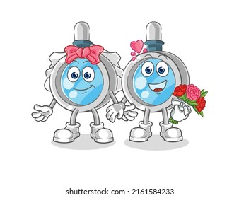 the magnifying glass wedding cartoon. cartoon mascot vector