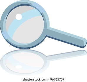 magnifying glass white background reflexion
