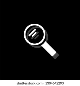 Magnifying glass. White flat simple icon with shadow
