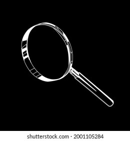 magnifying glass white on black background