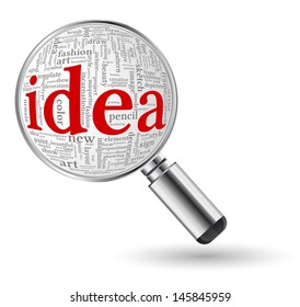 magnifying glass with word cloud
