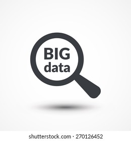 Magnifying glass with words big data on white background