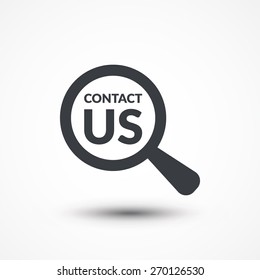 Magnifying glass with words contact us for advertising concept