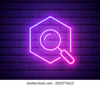 Magnifying Glass With Wrench Nut Icon In Neon Style. Simple Thin Line, Outline Vector Of Education Icons For UI And UX, Website Or Mobile Application