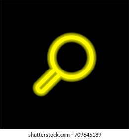 Magnifying glass yellow glowing neon ui ux icon. Glowing sign logo vector