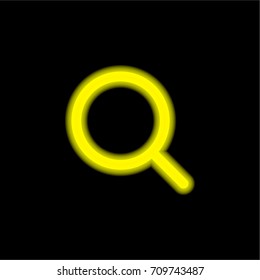 Magnifying glass yellow glowing neon ui ux icon. Glowing sign logo vector