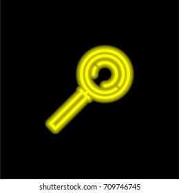 Magnifying glass yellow glowing neon ui ux icon. Glowing sign logo vector