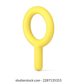 Magnifying glass yellow loupe with handle optical zoom science research browsing 3d icon realistic vector illustration. Magnifier educational internet browser web search information discovery vision