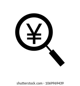 Magnifying glass yen icon