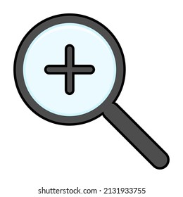 Magnifying glass zoom in icon. Zoom tool button. Search symbol. Vector illustration isolated on white background.