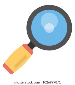 
A magnifying glass for zoomin purpose, flat icon

