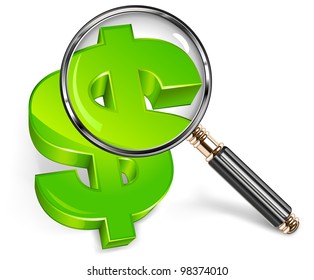 coin dollar money with magnifying glass 4830358 Vector Art at Vecteezy