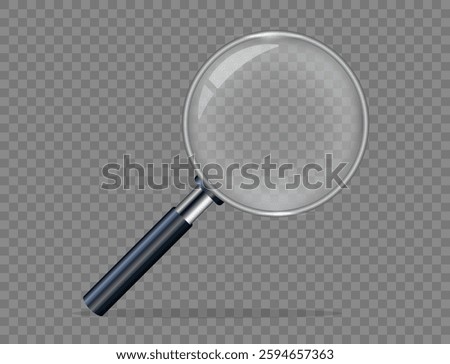 Magnifying glasses in 3d realistic style. Magnifier glass for zoom search. Loupe isolated on transporent background. Vector illustration.
