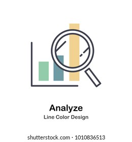 Magnifying glasses and graph line color icon